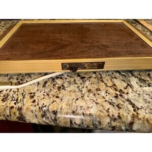 Vintage 1974 Cornwall Electric Warming Tray 16" X 9" Brown Faux Wood Look